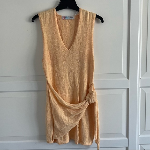 New! Free People FP Beach Gold Poppy Sweater Cover- Up Mini Dress 20721 - Picture 3 of 11